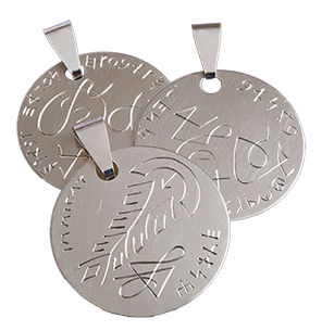Handgravierte Amulette, 925 Sterlingsilber, ø 38 mm